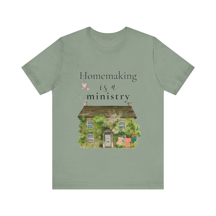 Homemaking Is a Ministry Tee | Watercolor Cozy Home Graphic T-Shirt | Faith-Based Encouragement Shirt for Women