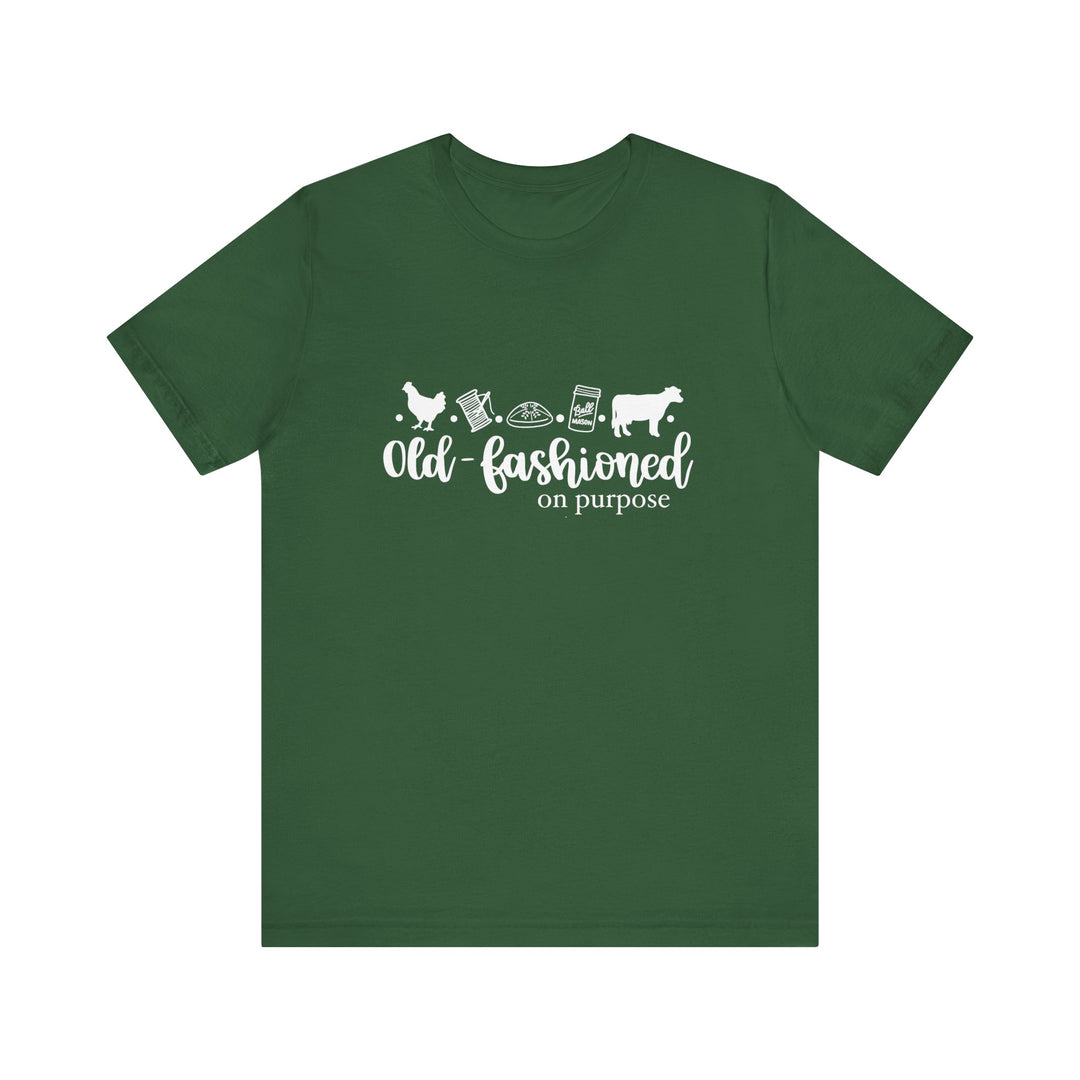Old Fashioned On Purpose Homesteading Icons Tee | Vintage Farm Life Shirt | Simple Living T-Shirt for Women