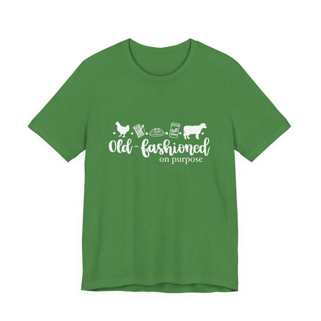 Old Fashioned On Purpose Homesteading Icons Tee | Vintage Farm Life Shirt | Simple Living T-Shirt for Women