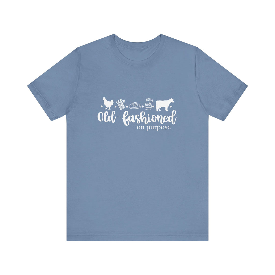 Old Fashioned On Purpose Homesteading Icons Tee | Vintage Farm Life Shirt | Simple Living T-Shirt for Women