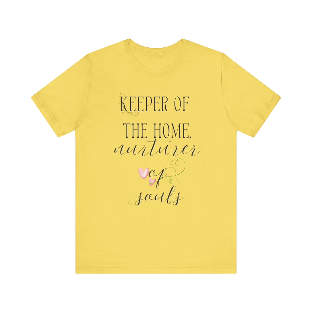 Keeper of the Home, Nurturer of Souls Tee | Watercolor Hearts Homemaker Graphic T-Shirt | Faith-Filled Encouragement Shirt for Women