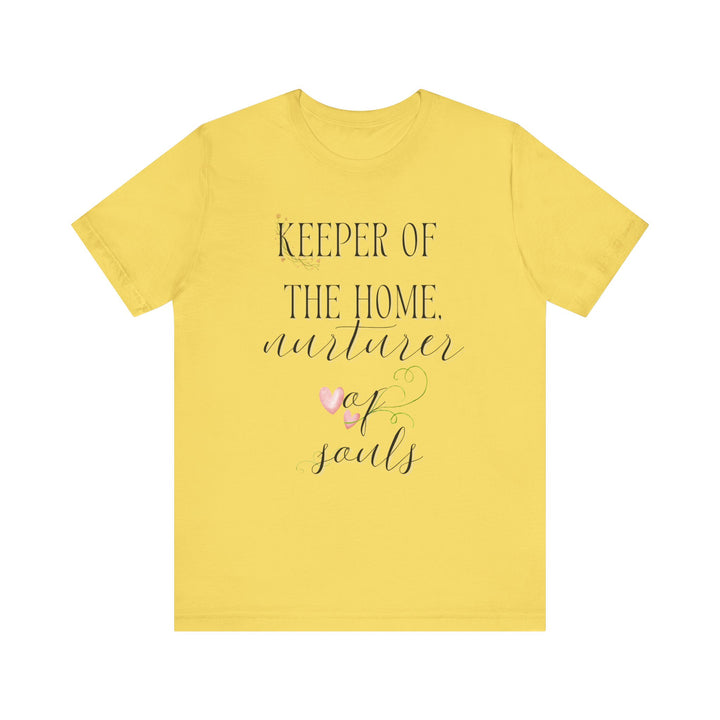 Keeper of the Home, Nurturer of Souls Tee | Watercolor Hearts Homemaker Graphic T-Shirt | Faith-Filled Encouragement Shirt for Women
