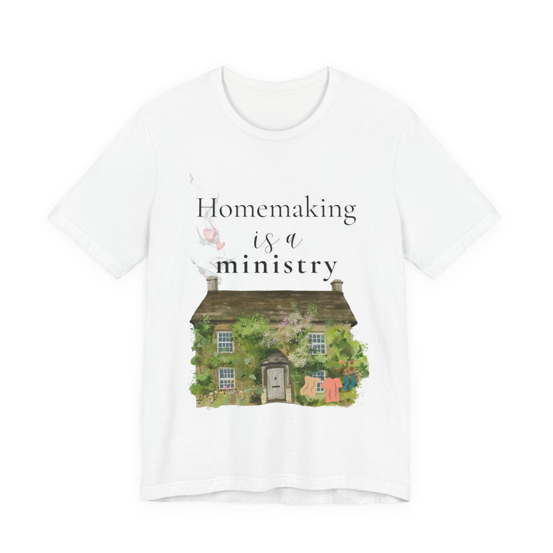 Homemaking Is a Ministry Tee | Watercolor Cozy Home Graphic T-Shirt | Faith-Based Encouragement Shirt for Women