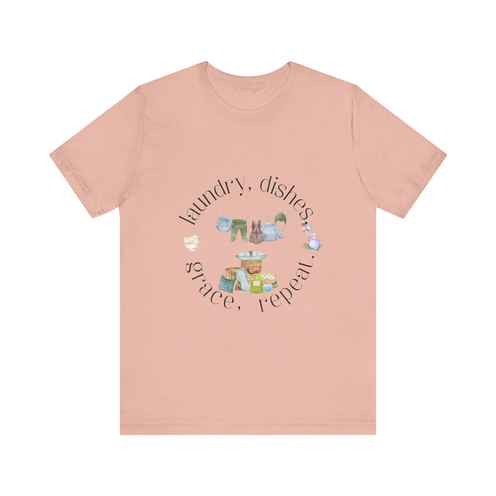 Laundry, Dishes, Grace, Repeat Tee | Watercolor Homemaker Graphic T-Shirt | Faith-Filled Simple Living Shirt for Women