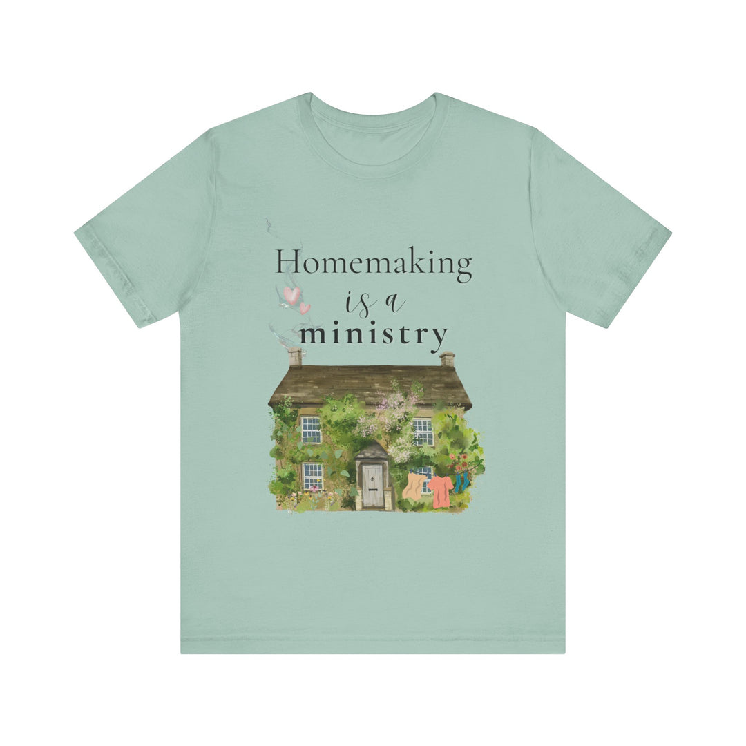 Homemaking Is a Ministry Tee | Watercolor Cozy Home Graphic T-Shirt | Faith-Based Encouragement Shirt for Women