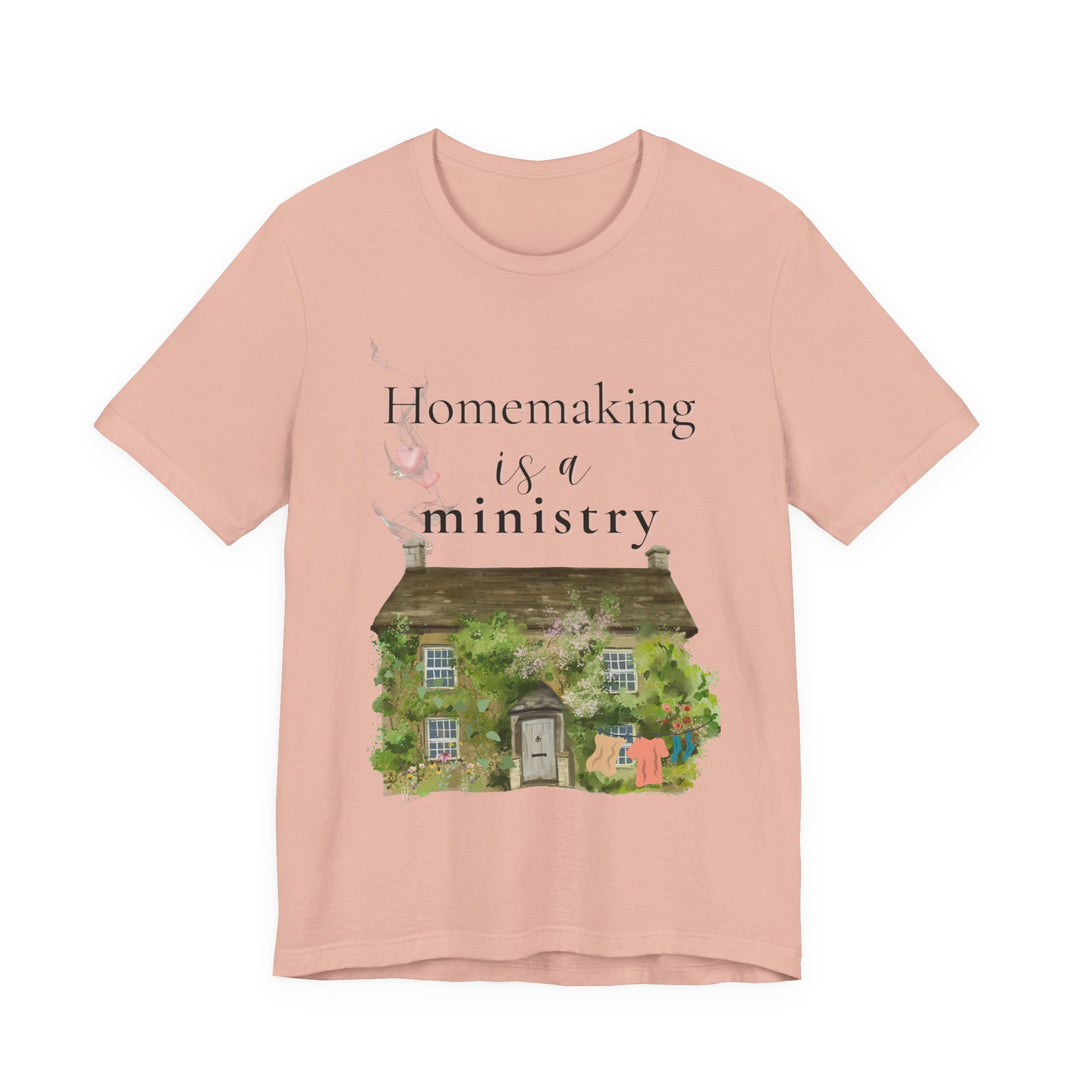 Homemaking Is a Ministry Tee | Watercolor Cozy Home Graphic T-Shirt | Faith-Based Encouragement Shirt for Women