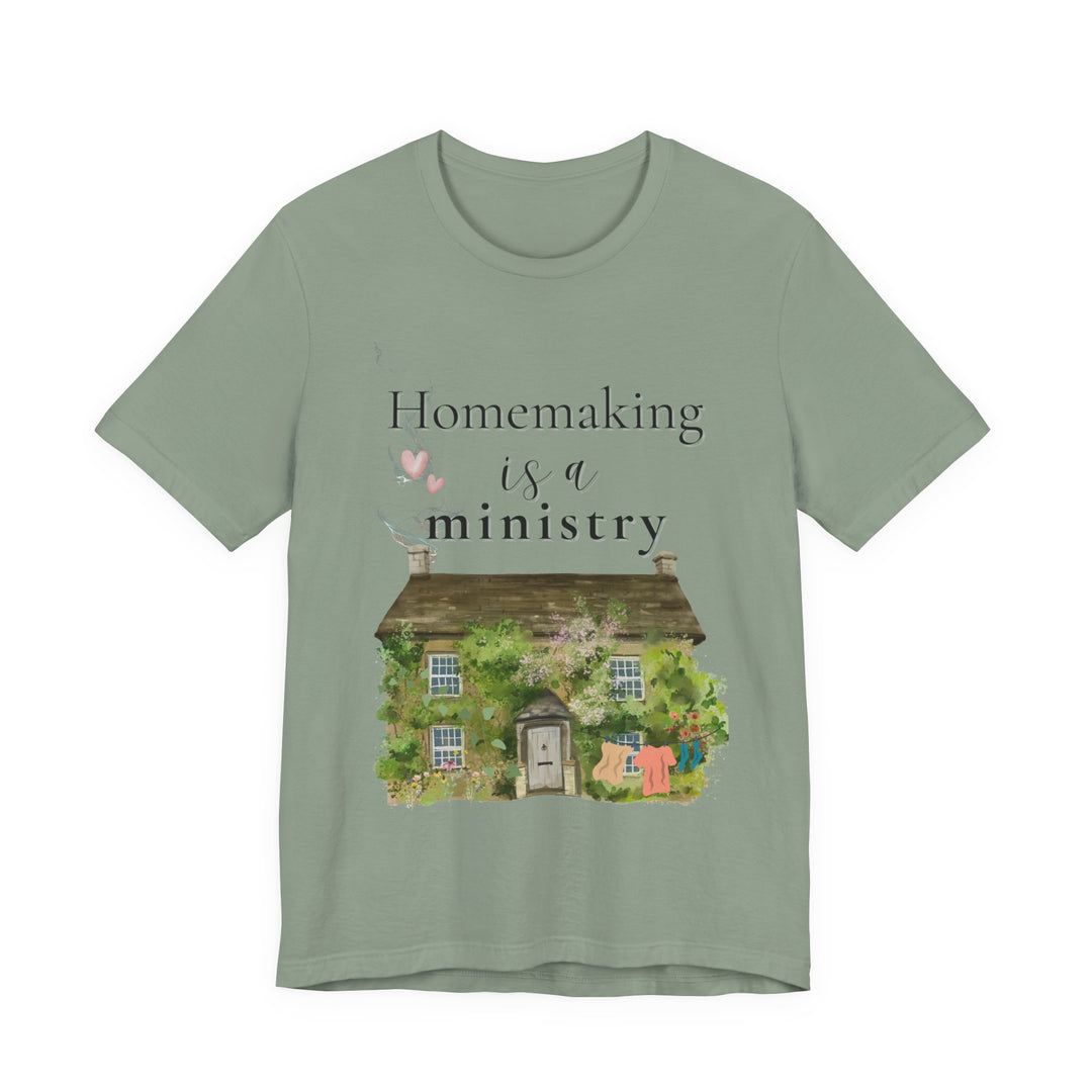 Homemaking Is a Ministry Tee | Watercolor Cozy Home Graphic T-Shirt | Faith-Based Encouragement Shirt for Women