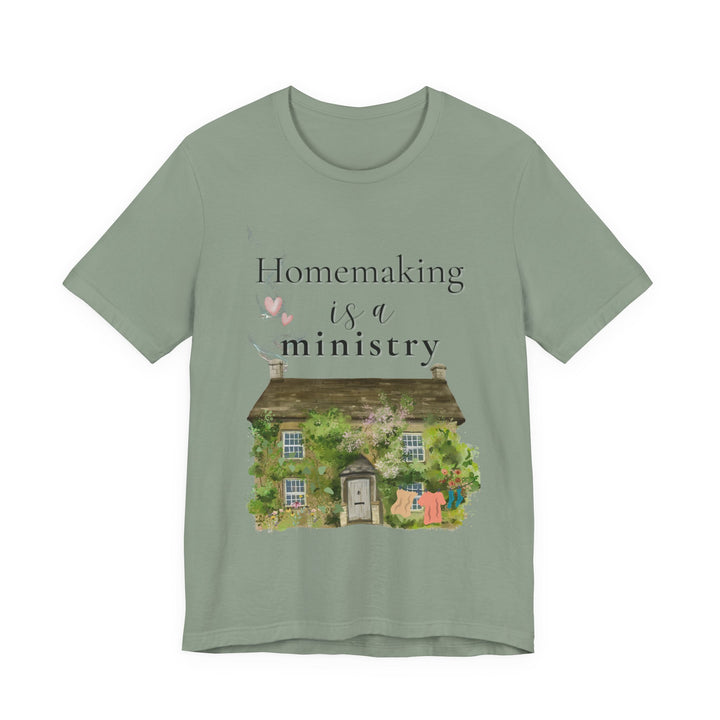 Homemaking Is a Ministry Tee | Watercolor Cozy Home Graphic T-Shirt | Faith-Based Encouragement Shirt for Women