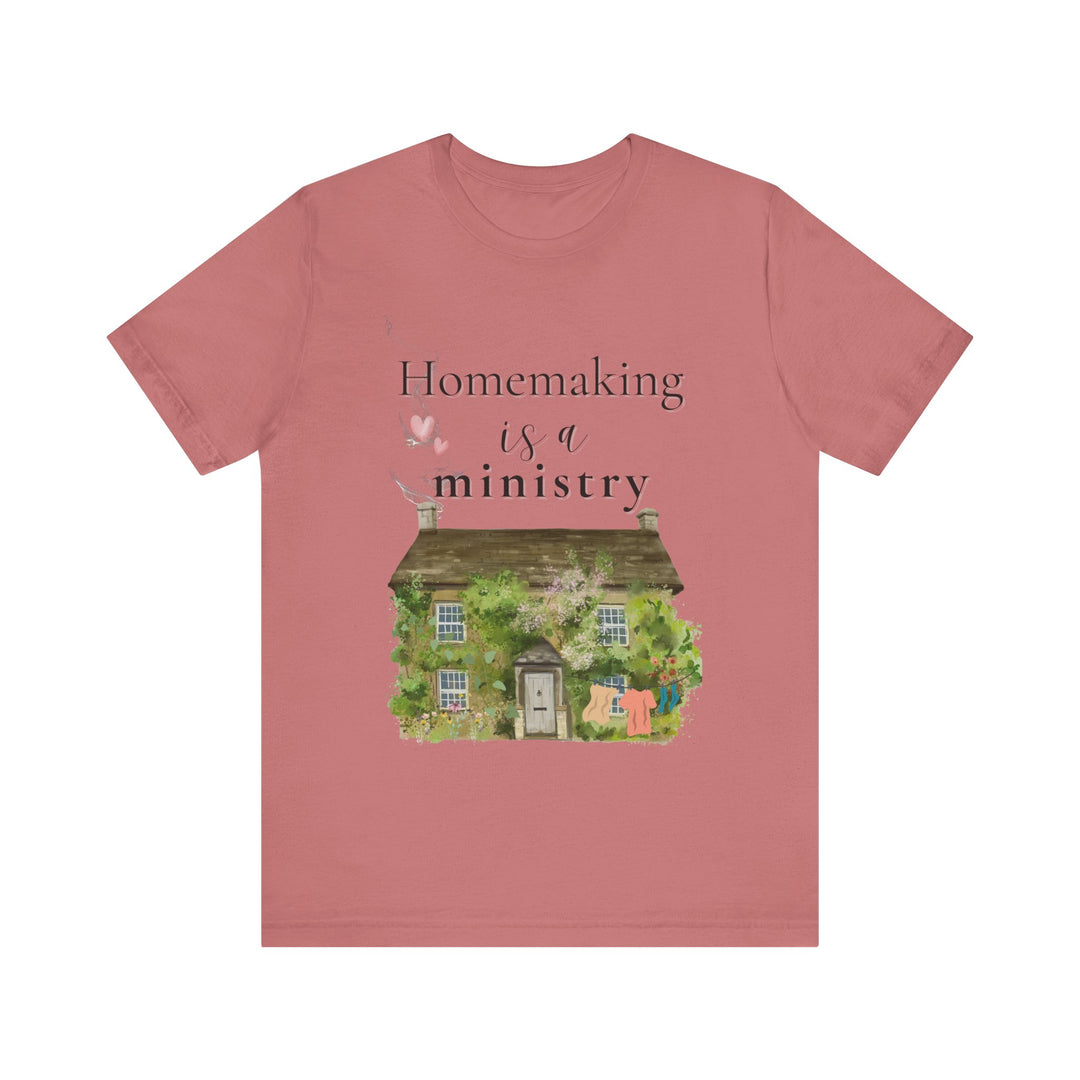 Homemaking Is a Ministry Tee | Watercolor Cozy Home Graphic T-Shirt | Faith-Based Encouragement Shirt for Women