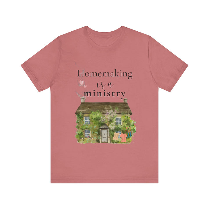 Homemaking Is a Ministry Tee | Watercolor Cozy Home Graphic T-Shirt | Faith-Based Encouragement Shirt for Women