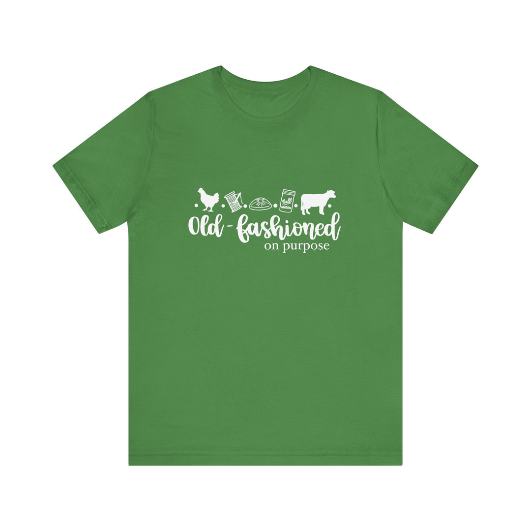 Old Fashioned On Purpose Homesteading Icons Tee | Vintage Farm Life Shirt | Simple Living T-Shirt for Women