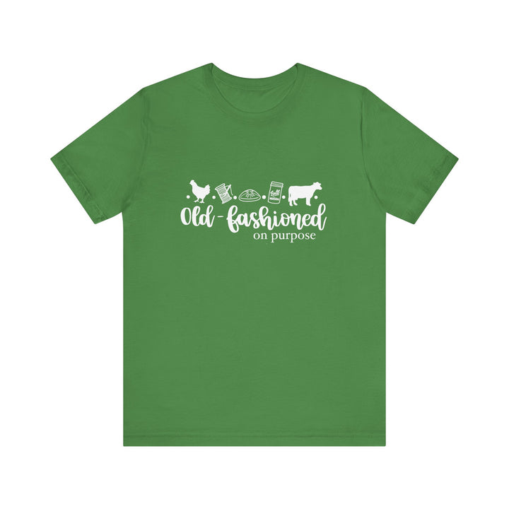 Old Fashioned On Purpose Homesteading Icons Tee | Vintage Farm Life Shirt | Simple Living T-Shirt for Women