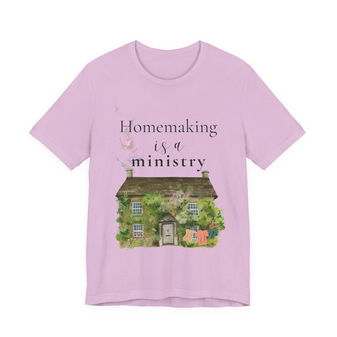 Homemaking Is a Ministry Tee | Watercolor Cozy Home Graphic T-Shirt | Faith-Based Encouragement Shirt for Women