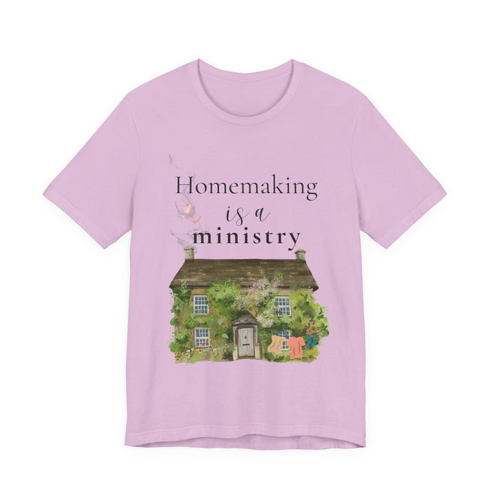 Homemaking Is a Ministry Tee | Watercolor Cozy Home Graphic T-Shirt | Faith-Based Encouragement Shirt for Women