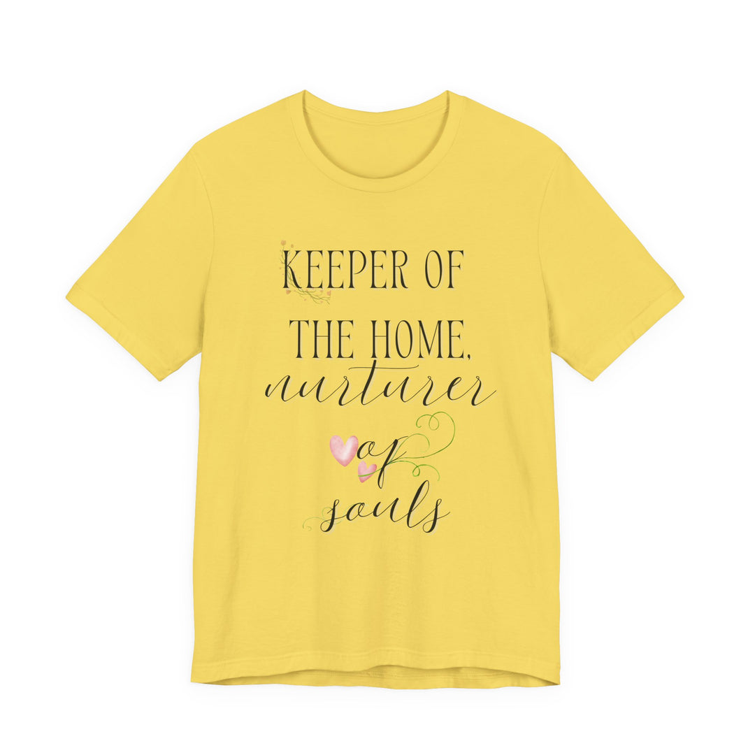 Keeper of the Home, Nurturer of Souls Tee | Watercolor Hearts Homemaker Graphic T-Shirt | Faith-Filled Encouragement Shirt for Women