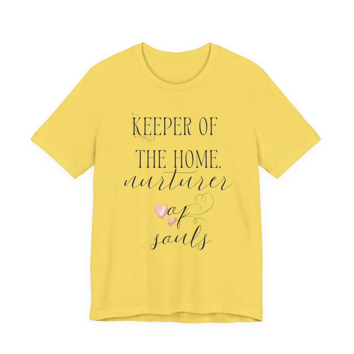 Keeper of the Home, Nurturer of Souls Tee | Watercolor Hearts Homemaker Graphic T-Shirt | Faith-Filled Encouragement Shirt for Women