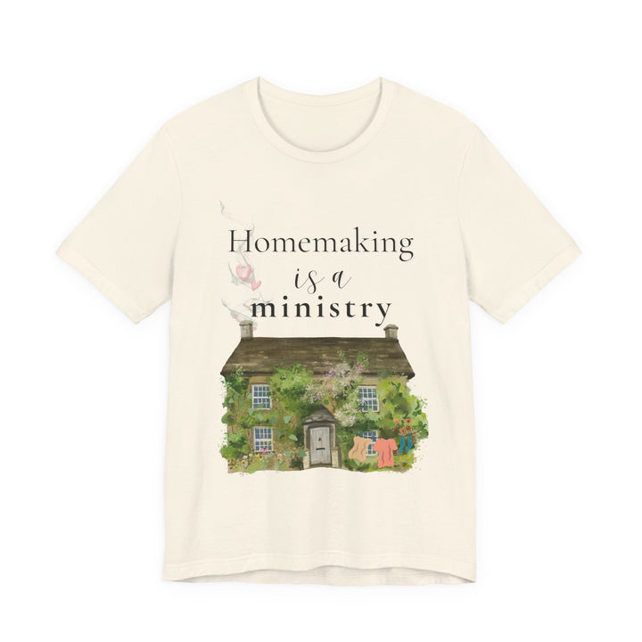 Homemaking Is a Ministry Tee | Watercolor Cozy Home Graphic T-Shirt | Faith-Based Encouragement Shirt for Women