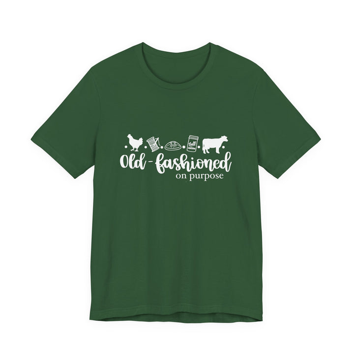Old Fashioned On Purpose Homesteading Icons Tee | Vintage Farm Life Shirt | Simple Living T-Shirt for Women