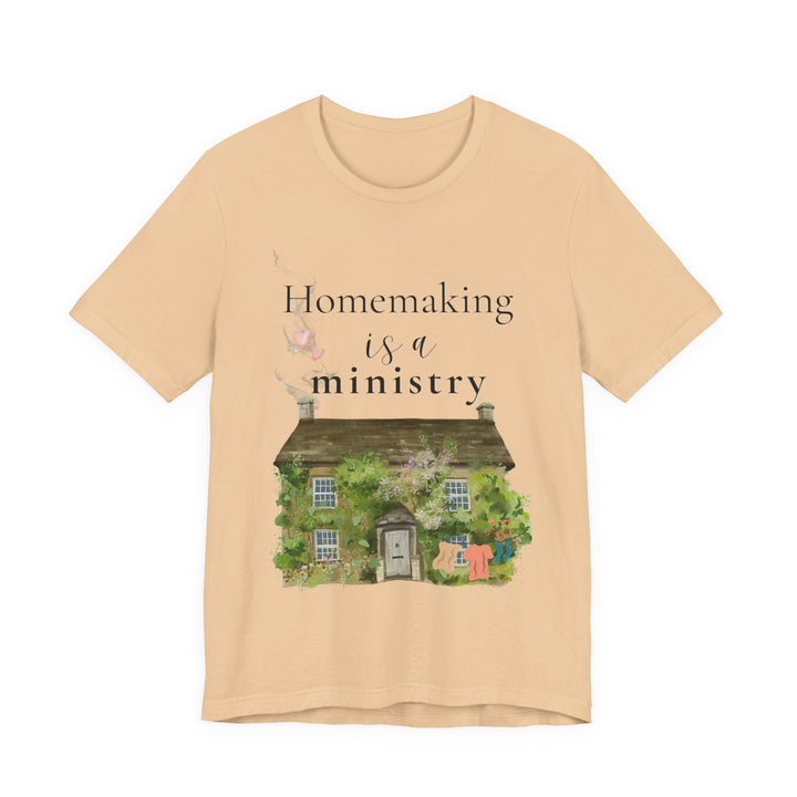 Homemaking Is a Ministry Tee | Watercolor Cozy Home Graphic T-Shirt | Faith-Based Encouragement Shirt for Women