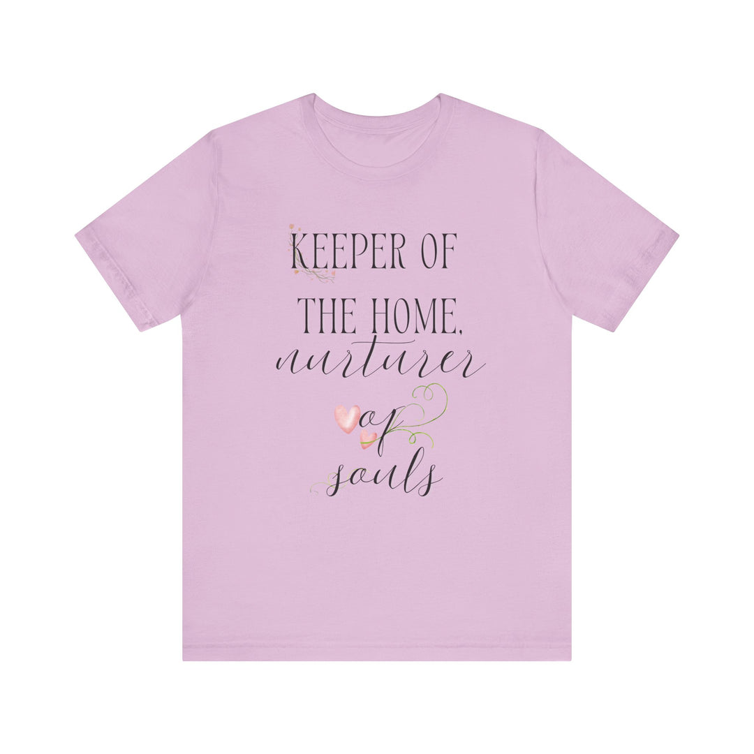 Keeper of the Home, Nurturer of Souls Tee | Watercolor Hearts Homemaker Graphic T-Shirt | Faith-Filled Encouragement Shirt for Women