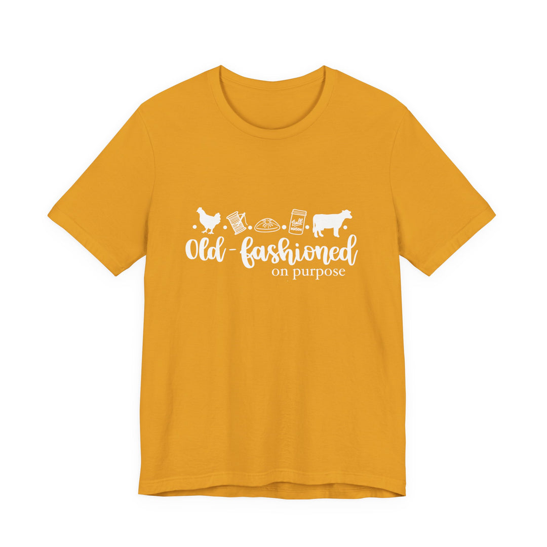 Old Fashioned On Purpose Homesteading Icons Tee | Vintage Farm Life Shirt | Simple Living T-Shirt for Women