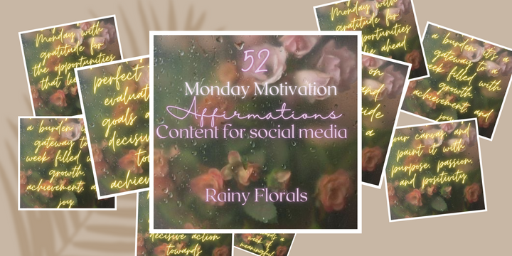 Rainy Floral Monday Affirmations Digital Social Media Content Pack