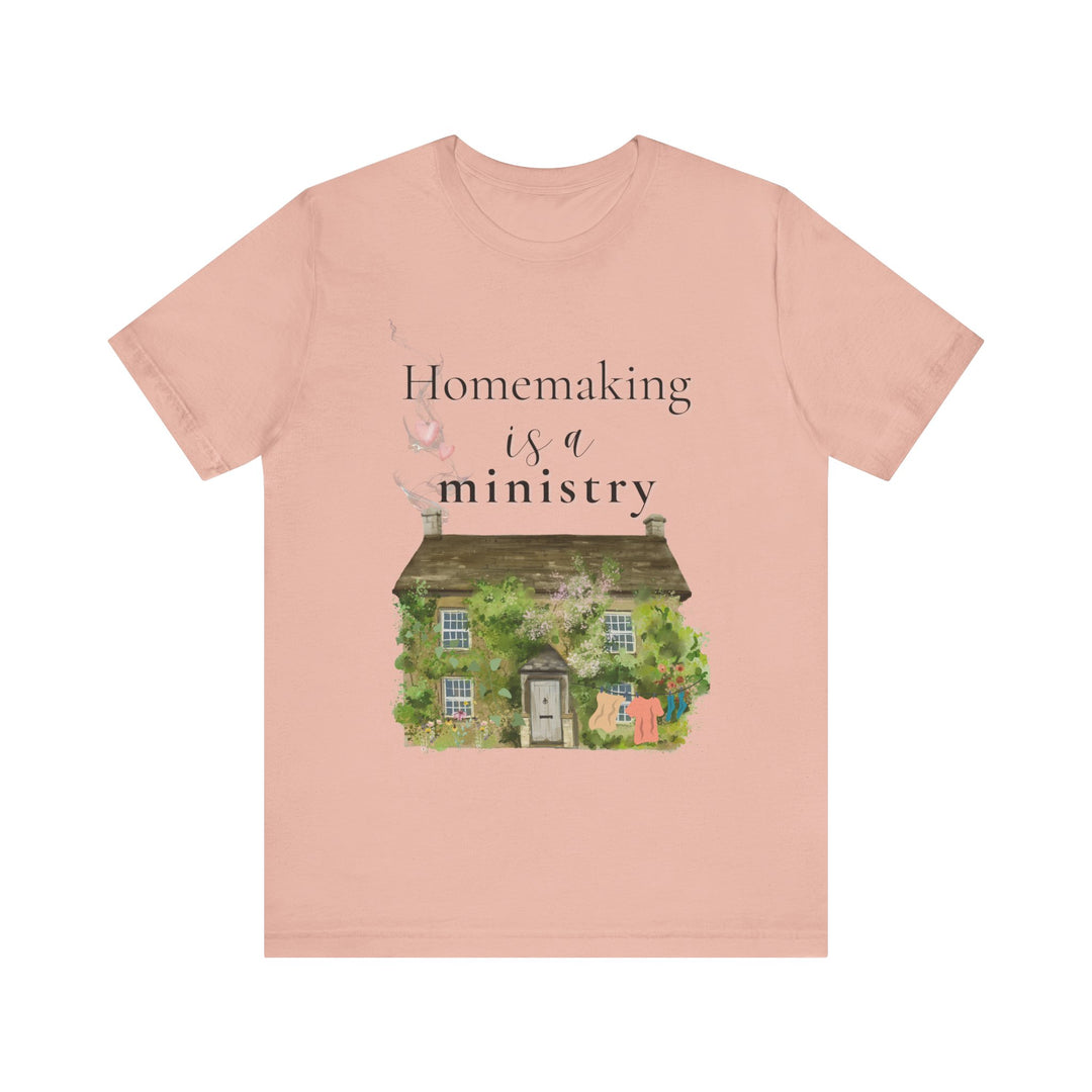 Homemaking Is a Ministry Tee | Watercolor Cozy Home Graphic T-Shirt | Faith-Based Encouragement Shirt for Women