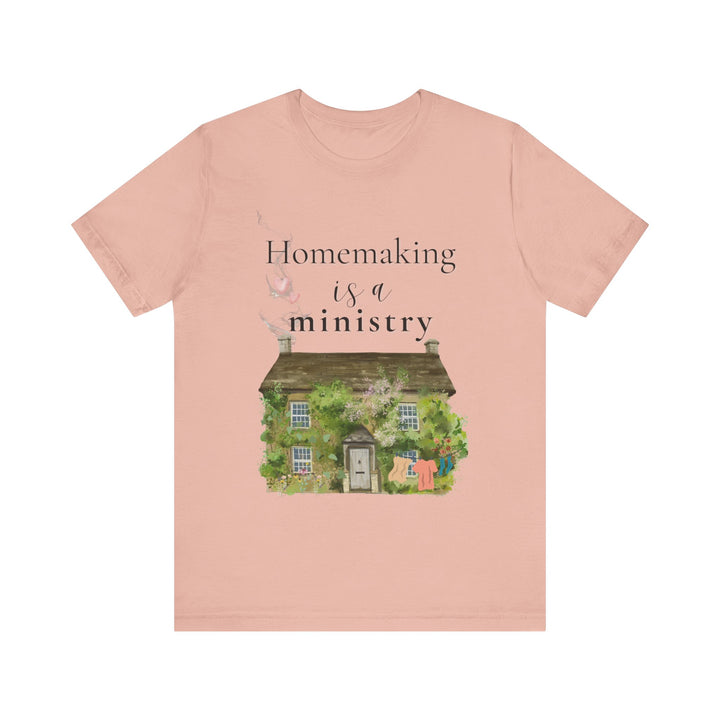Homemaking Is a Ministry Tee | Watercolor Cozy Home Graphic T-Shirt | Faith-Based Encouragement Shirt for Women