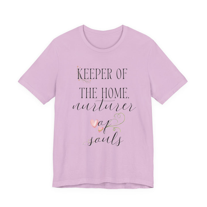 Keeper of the Home, Nurturer of Souls Tee | Watercolor Hearts Homemaker Graphic T-Shirt | Faith-Filled Encouragement Shirt for Women
