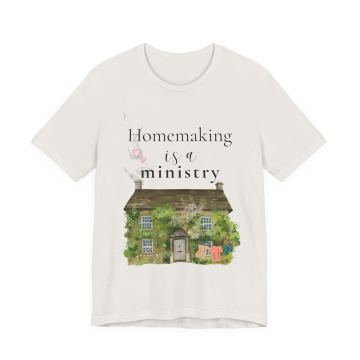 Homemaking Is a Ministry Tee | Watercolor Cozy Home Graphic T-Shirt | Faith-Based Encouragement Shirt for Women