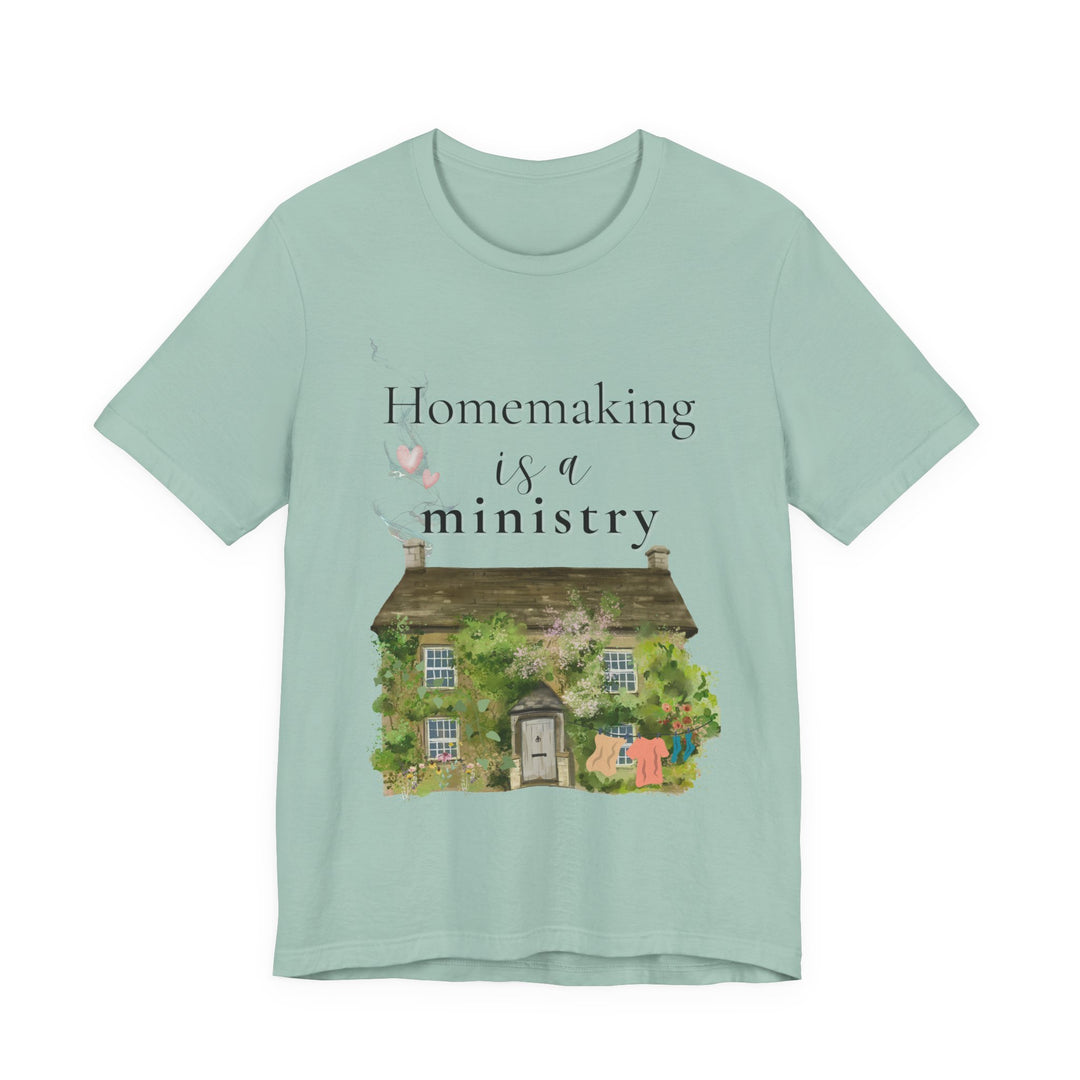 Homemaking Is a Ministry Tee | Watercolor Cozy Home Graphic T-Shirt | Faith-Based Encouragement Shirt for Women