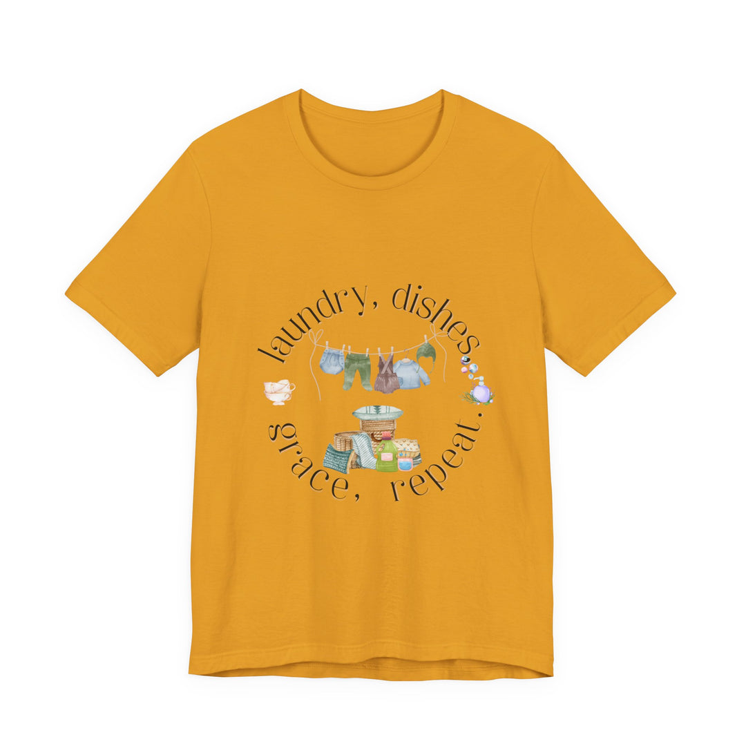 Laundry, Dishes, Grace, Repeat Tee | Watercolor Homemaker Graphic T-Shirt | Faith-Filled Simple Living Shirt for Women