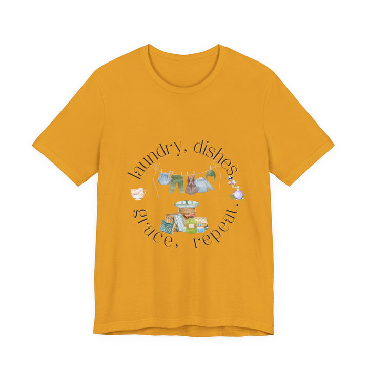 Laundry, Dishes, Grace, Repeat Tee | Watercolor Homemaker Graphic T-Shirt | Faith-Filled Simple Living Shirt for Women