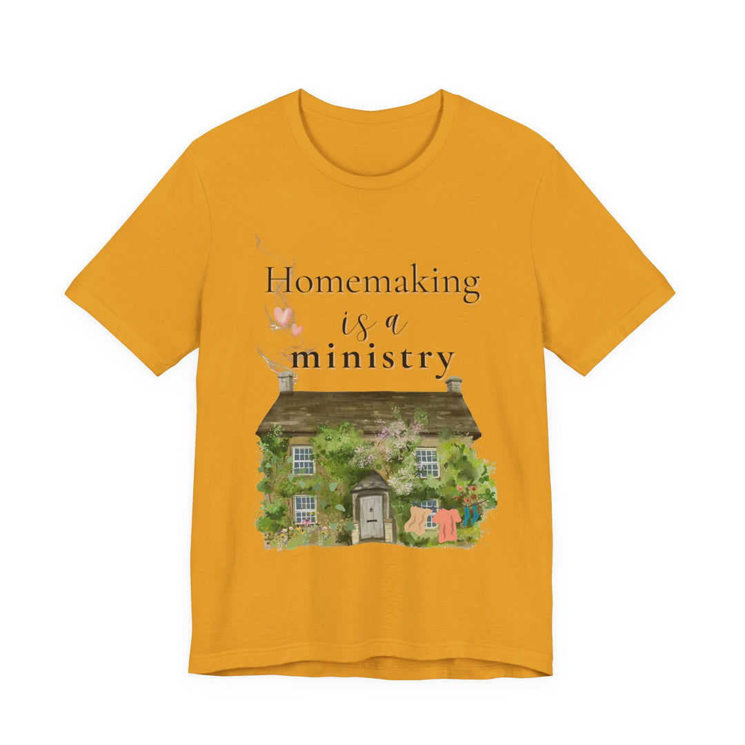 Homemaking Is a Ministry Tee | Watercolor Cozy Home Graphic T-Shirt | Faith-Based Encouragement Shirt for Women