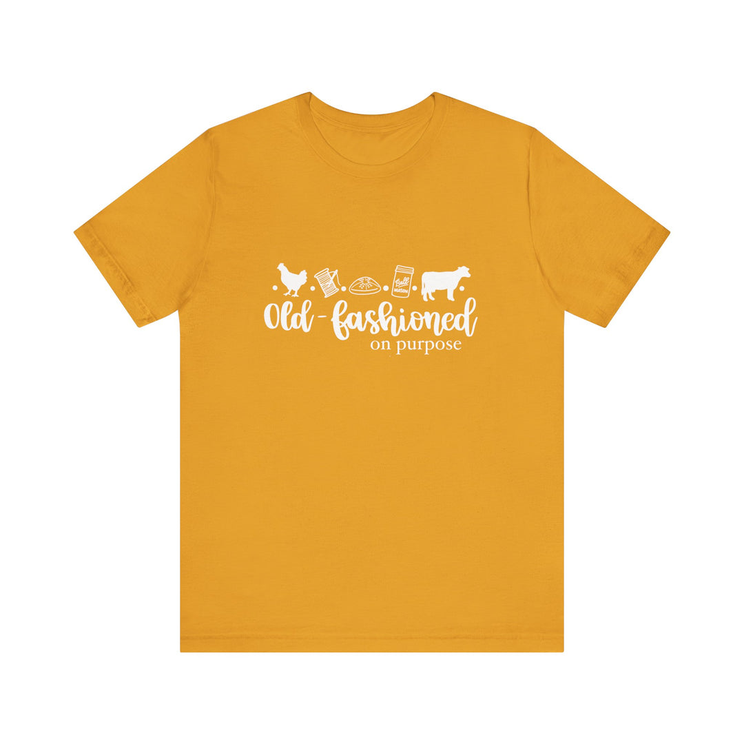Old Fashioned On Purpose Homesteading Icons Tee | Vintage Farm Life Shirt | Simple Living T-Shirt for Women