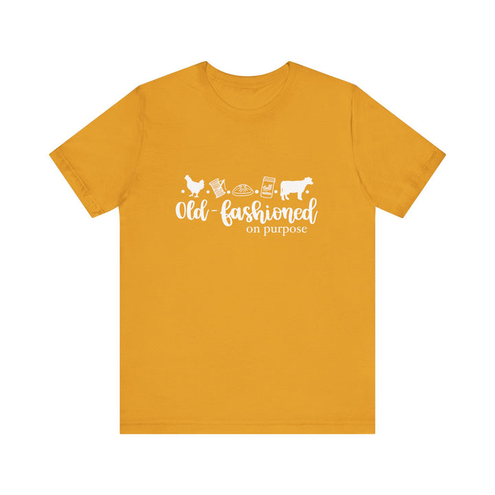 Old Fashioned On Purpose Homesteading Icons Tee | Vintage Farm Life Shirt | Simple Living T-Shirt for Women