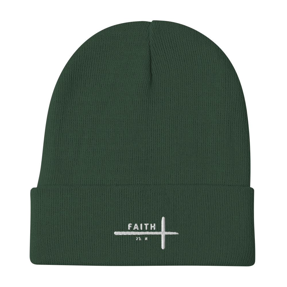 "Faith Over Fear" embroidered beanie